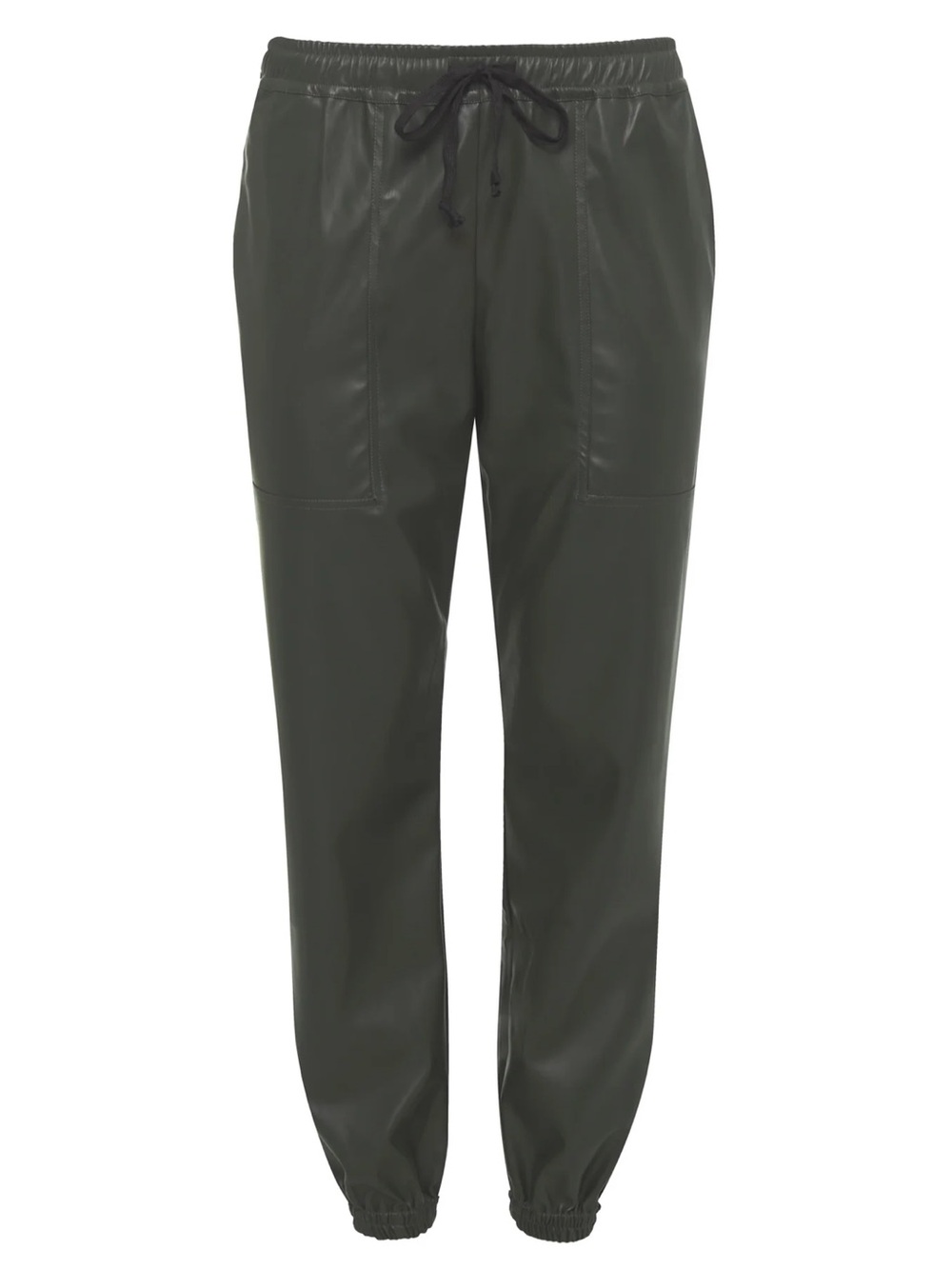 Gold Hawk Faux Leather Joggers Olive Green Sz M NWT
